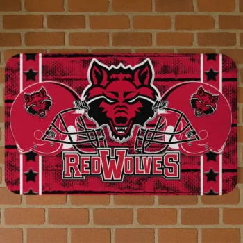 Arkansas State Red Wolves Helmet Illustration Scarlet Doormat