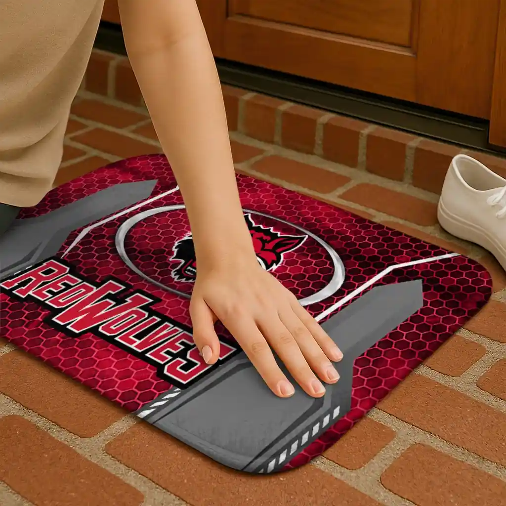 arkansas-state-red-wolves-hexagon-oval-scarlet-doormat-premium-grade.webp