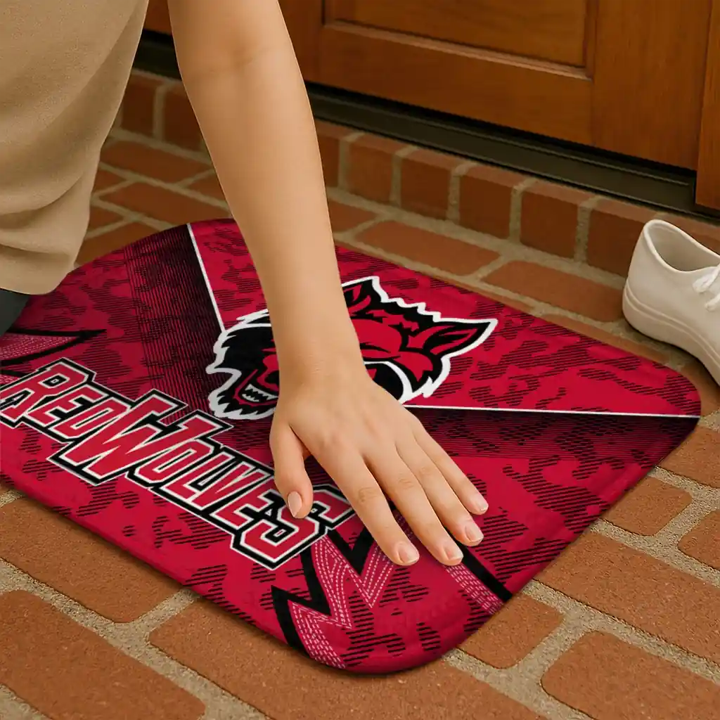 arkansas-state-red-wolves-layered-lines-scarlet-doormat-premium-grade.webp