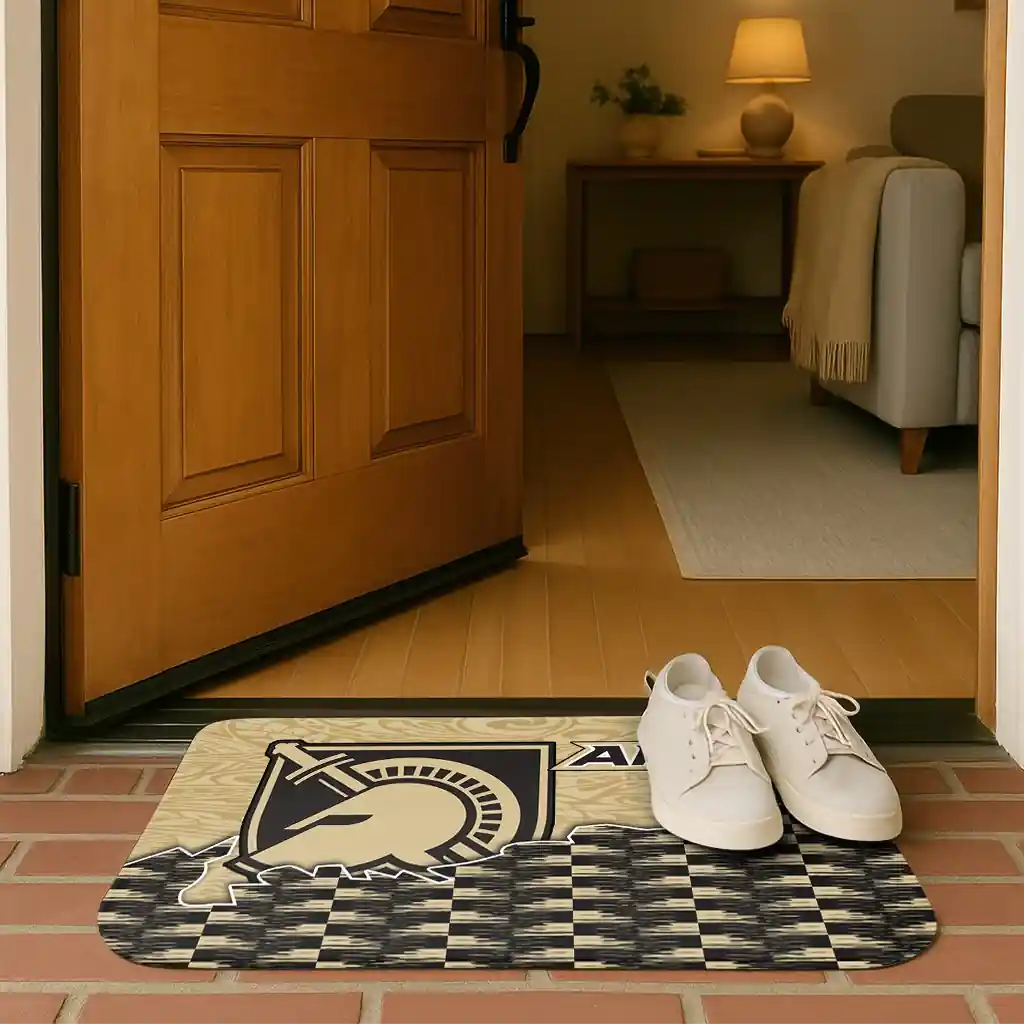 army-black-knights-tribal-detailing-gold-black-doormat-fashion-forward.webp