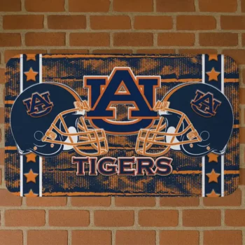Auburn Tigers Helmet Illustration Navy Blue Doormat