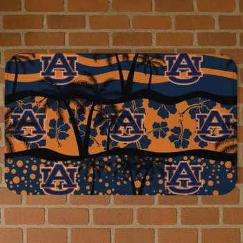 Auburn Tigers Palm Silhouette Navy Blue Black Doormat