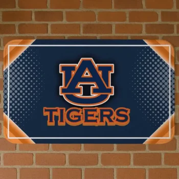 Auburn Tigers Silver Halftone Navy Blue Doormat