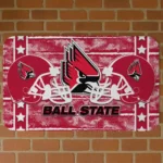 Ball State Cardinals Helmet Illustration Red Doormat