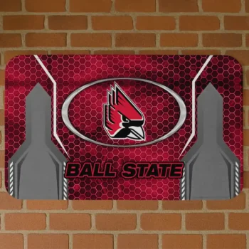 Ball State Cardinals Hexagon Oval Red Doormat