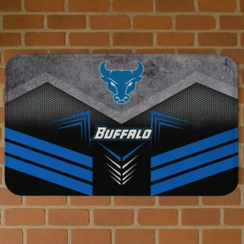 Buffalo Bulls Chevron Points Royal Blue Black Doormat