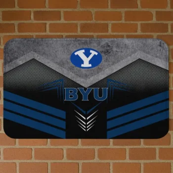 BYU Cougars Chevron Points Blue Black Doormat