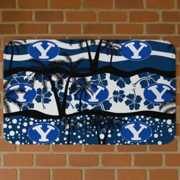 BYU Cougars Palm Silhouette Blue Black Doormat