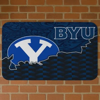 BYU Cougars Tribal Detailing Blue Black Doormat