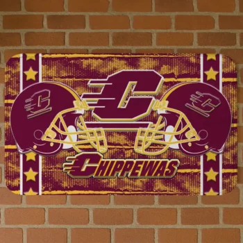 Central Michigan Chippewas Helmet Illustration Maroon Doormat