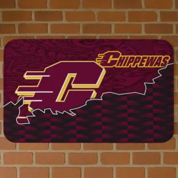 Central Michigan Chippewas Tribal Detailing Maroon Black Doormat