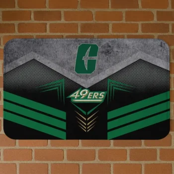Charlotte 49ers Chevron Points Green Black Doormat