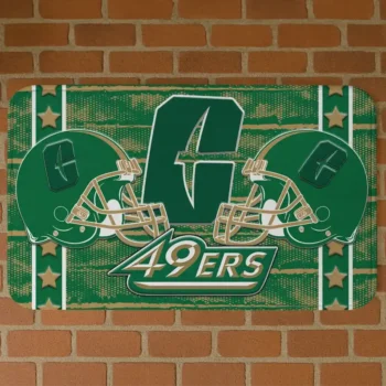 Charlotte 49ers Helmet Illustration Green Doormat