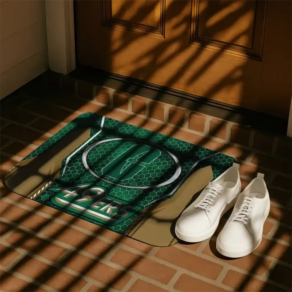 charlotte-49ers-hexagon-oval-green-doormat-trendy.webp