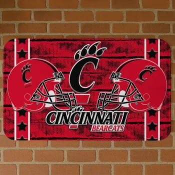 Cincinnati Bearcats Helmet Illustration Red Doormat