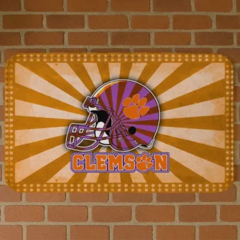 Clemson Tigers Helmet Centerpiece Orange Doormat