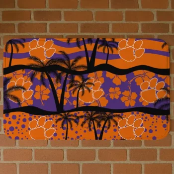 Clemson Tigers Palm Silhouette Orange Black Doormat