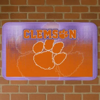 Clemson Tigers Pixel Blur Orange Doormat
