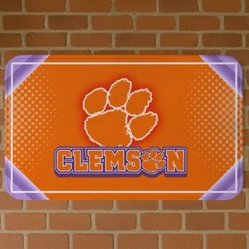Clemson Tigers Silver Halftone Orange Doormat