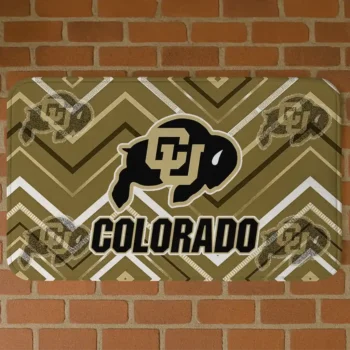 Colorado Buffaloes Chevron Geometrics Gold Doormat