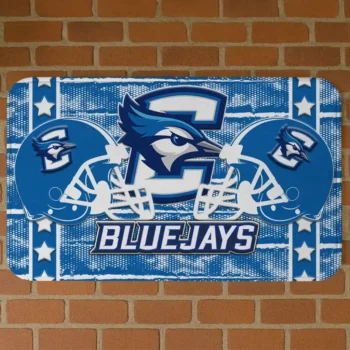 Creighton Bluejays Helmet Illustration Blue Doormat