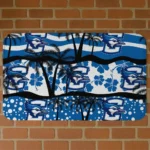 Creighton Bluejays Palm Silhouette Blue Black Doormat