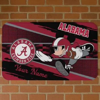 Custom Alabama Crimson Tide Mickey Quarterback Crimson Black Doormat