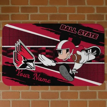 Custom Ball State Cardinals Mickey Quarterback Red Black Doormat