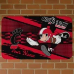 Custom Cincinnati Bearcats Mickey Quarterback Red Black Doormat