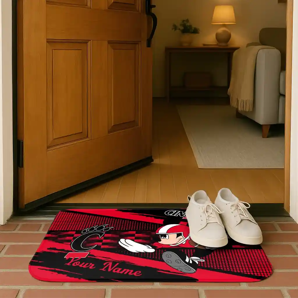 custom-cincinnati-bearcats-mickey-quarterback-red-black-doormat-fashion-forward.webp