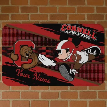 Custom Cornell Big Red Mickey Quarterback Red Black Doormat