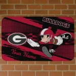 Custom Georgia Bulldogs Mickey Quarterback Red Black Doormat