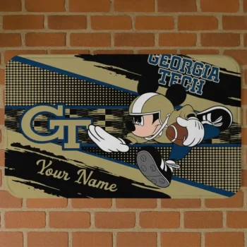 Custom Georgia Tech Yellow Jackets Mickey Quarterback Gold Black Doormat
