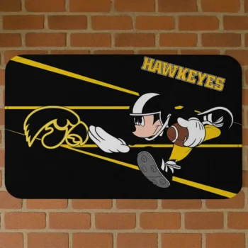 Custom Iowa Hawkeyes Mickey Quarterback Black Doormat