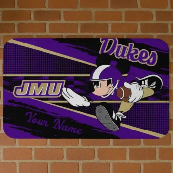 Custom James Madison Dukes Mickey Quarterback Purple Black Doormat