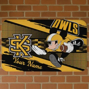 Custom Kennesaw State Owls Mickey Quarterback Gold Black Doormat