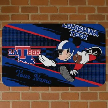 Custom LA Tech Mickey Quarterback Blue Black Doormat