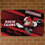 Custom Louisiana Ragin' Cajuns Mickey Quarterback Red Black Doormat