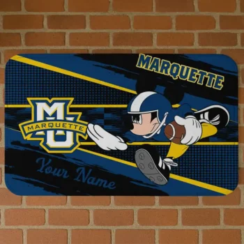 Custom Marquette Golden Eagles Mickey Quarterback Blue Black Doormat