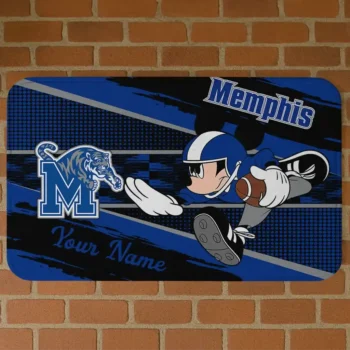 Custom Memphis Tigers Mickey Quarterback Blue Black Doormat