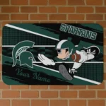 Custom Michigan State Spartans Mickey Quarterback Green Black Doormat
