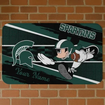 Custom Michigan State Spartans Mickey Quarterback Green Black Doormat
