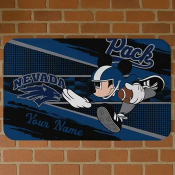 Custom Nevada Wolf Pack Mickey Quarterback Blue Black Doormat