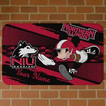 Custom Northern Illinois Huskies Mickey Quarterback Red Black Doormat