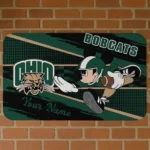 Custom Ohio Bobcats Mickey Quarterback Green Black Doormat
