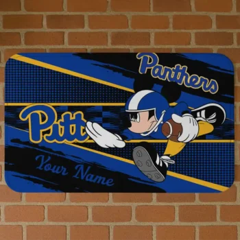 Custom Pittsburgh Panthers Mickey Quarterback Royal Blue Black Doormat