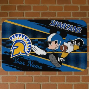 Custom San Jose State Spartans Mickey Quarterback Blue Black Doormat