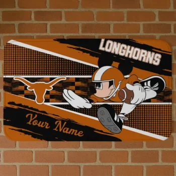 Custom Texas Longhorns Mickey Quarterback Orange Black Doormat
