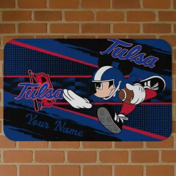 Custom Tulsa Golden Hurricane Mickey Quarterback Blue Black Doormat