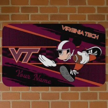 Custom Virginia Tech Hokies Mickey Quarterback Maroon Black Doormat
